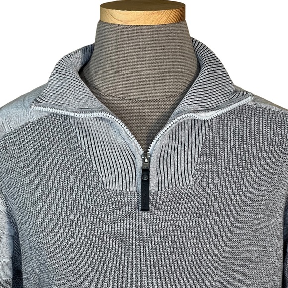 Dark Black Men’s Gray 1/4 Zip Cotton Blend Sweater Size Large EUC - Picture 2 of 12